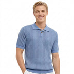 Herr Stickad Pikétröja med Knappslå-Shirts for men-Fjallbarn