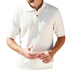 Herr Stickad Pikétröja med Knappslå-Shirts for men-Fjallbarn