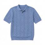 Herr Stickad Pikétröja med Knappslå-Shirts for men-Fjallbarn