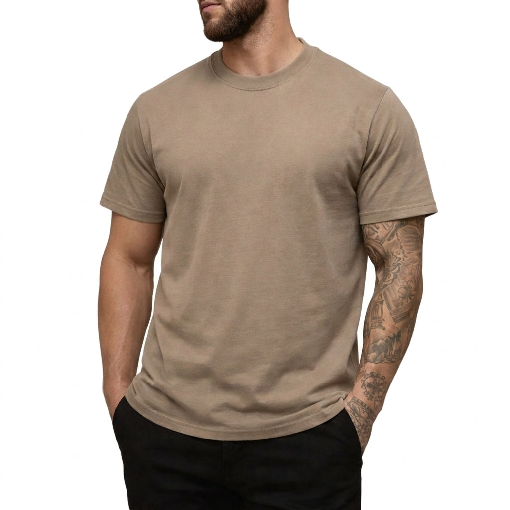 Herr T-shirt med rund hals och korta ärmar i texturerat material-T-shirt for men-Fjallbarn