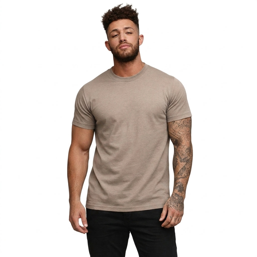 Herr T-shirt med rund hals och korta ärmar i texturerat material-T-shirt for men-Fjallbarn