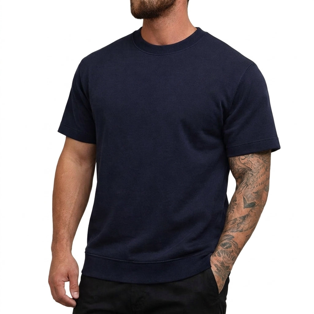Herr T-shirt med rund hals och korta ärmar i texturerat material-T-shirt for men-Fjallbarn
