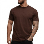 Herr T-shirt med rund hals och korta ärmar i texturerat material-T-shirt for men-Fjallbarn