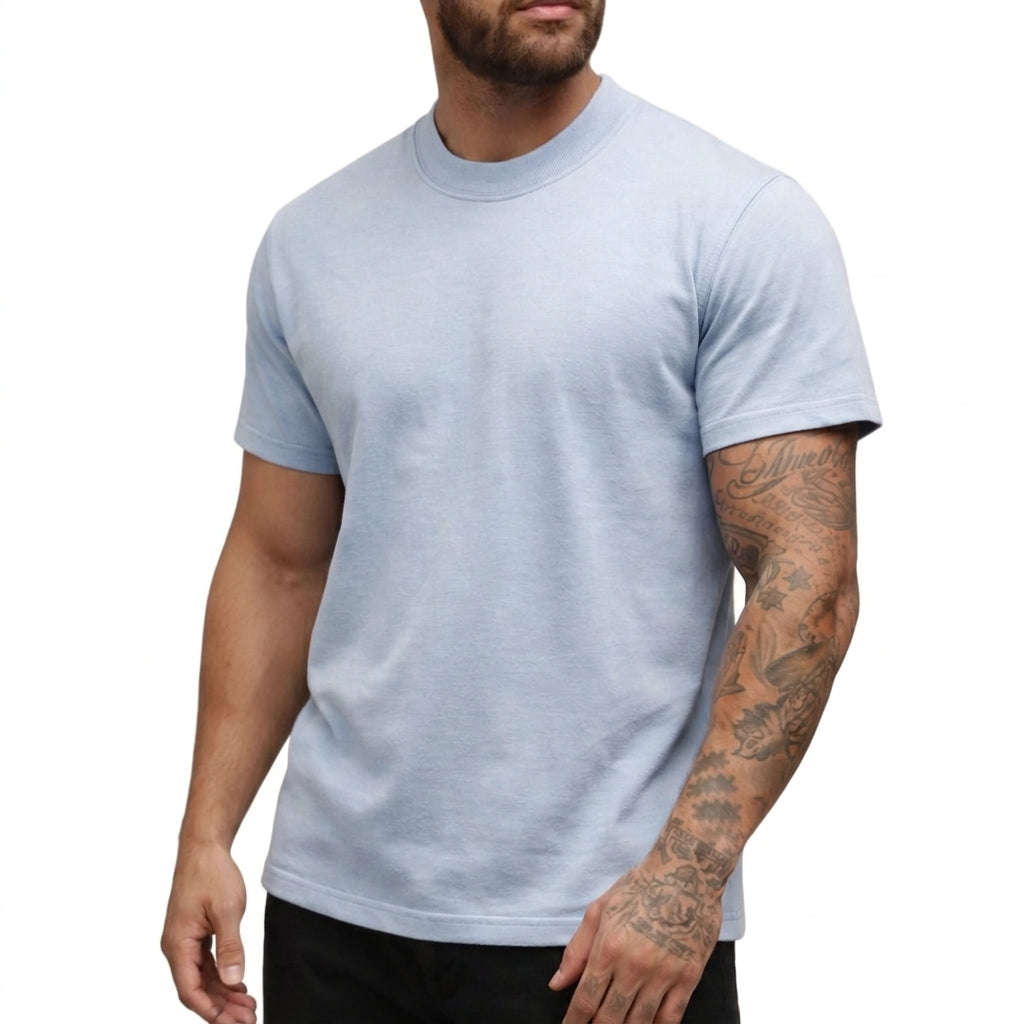 Herr T-shirt med rund hals och korta ärmar i texturerat material-T-shirt for men-Fjallbarn
