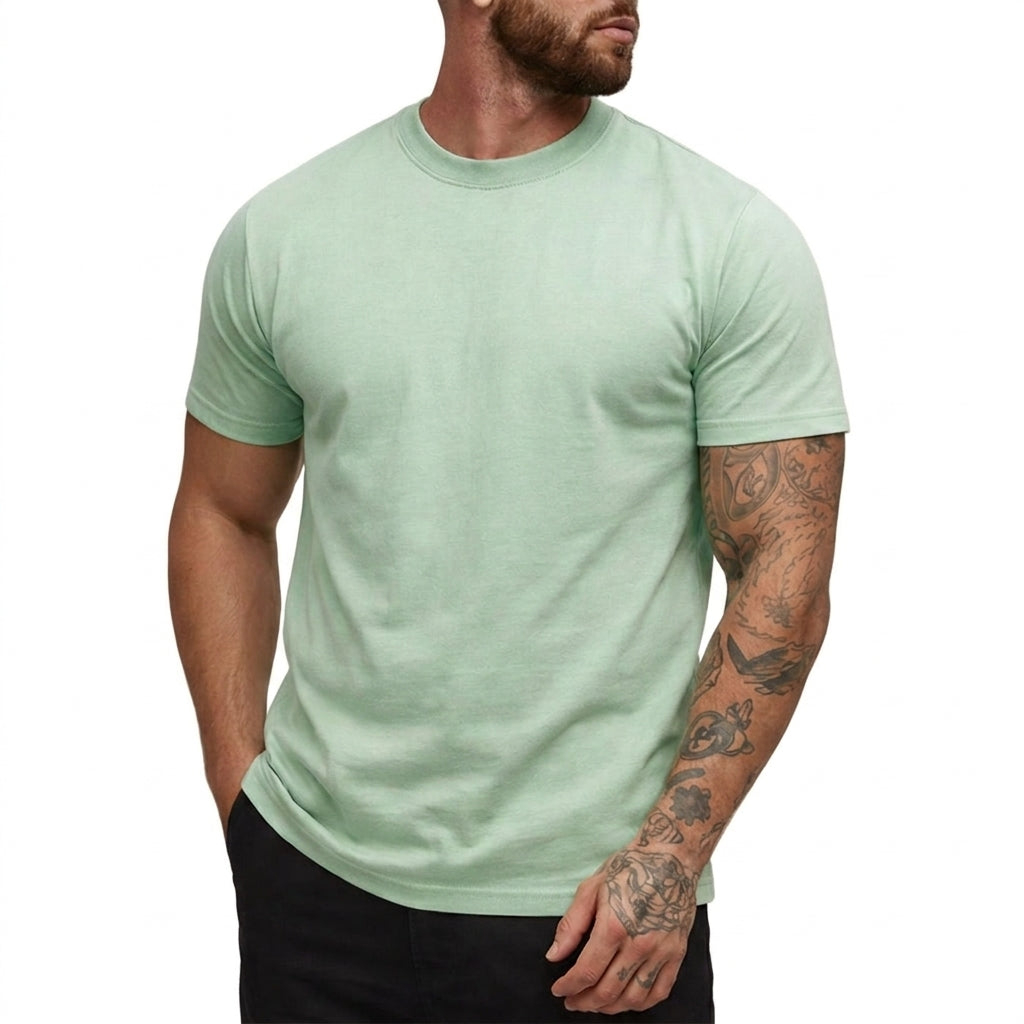 Herr T-shirt med rund hals och korta ärmar i texturerat material-T-shirt for men-Fjallbarn