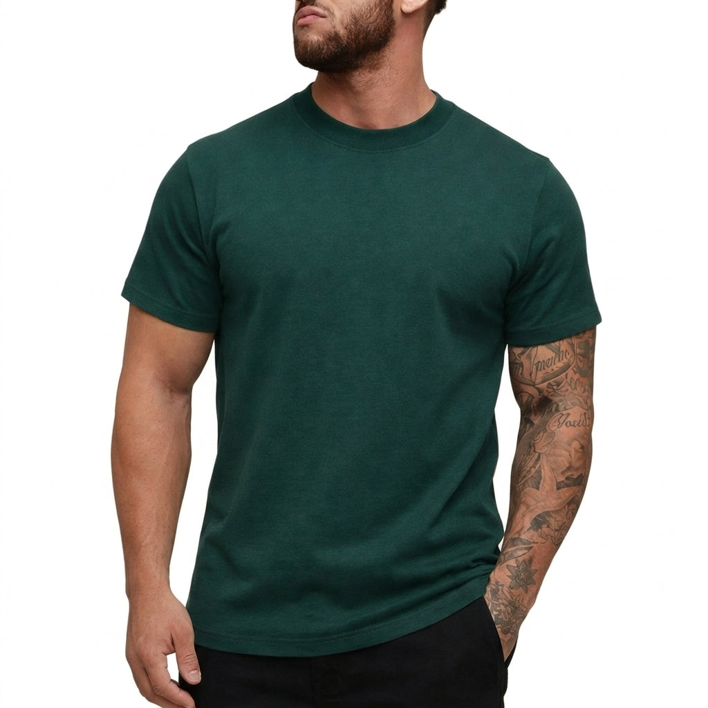 Herr T-shirt med rund hals och korta ärmar i texturerat material-T-shirt for men-Fjallbarn