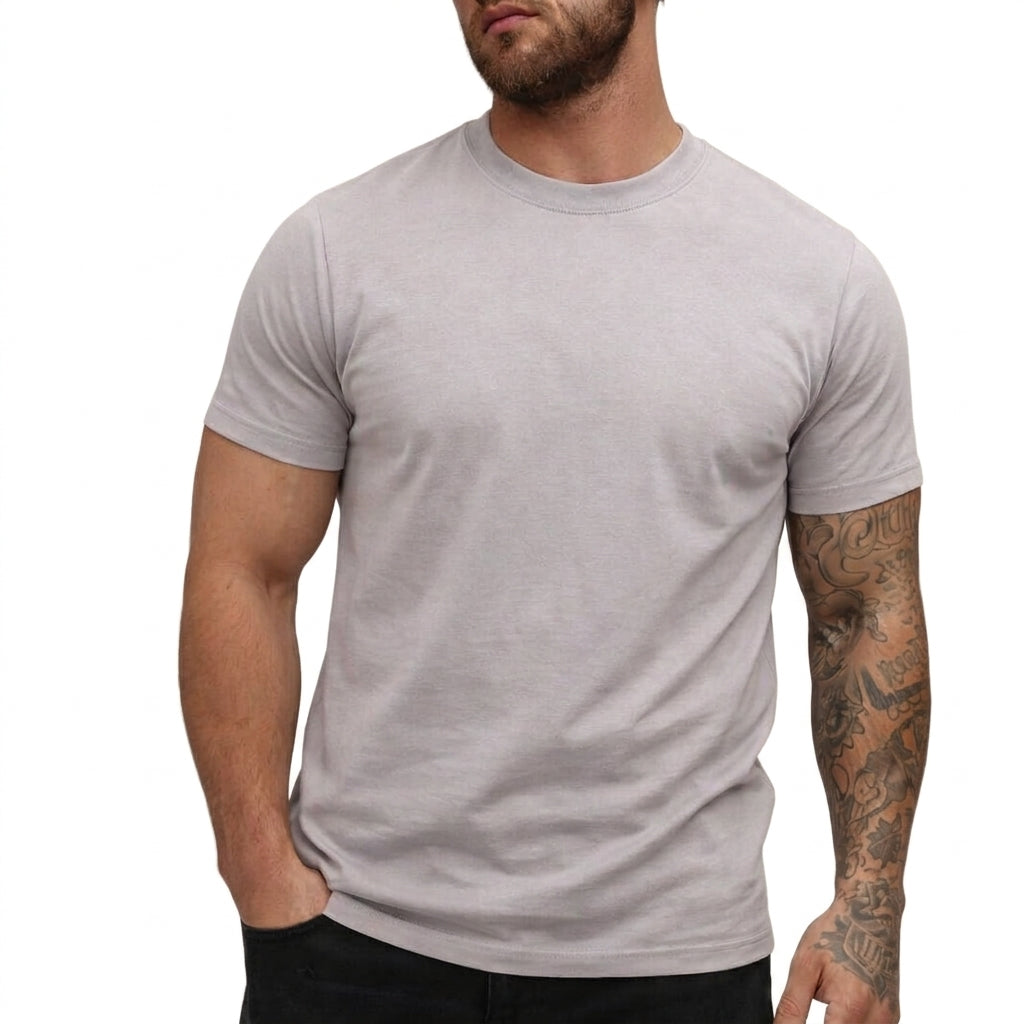Herr T-shirt med rund hals och korta ärmar i texturerat material-T-shirt for men-Fjallbarn