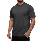 Herr T-shirt med rund hals och korta ärmar i texturerat material-T-shirt for men-Fjallbarn
