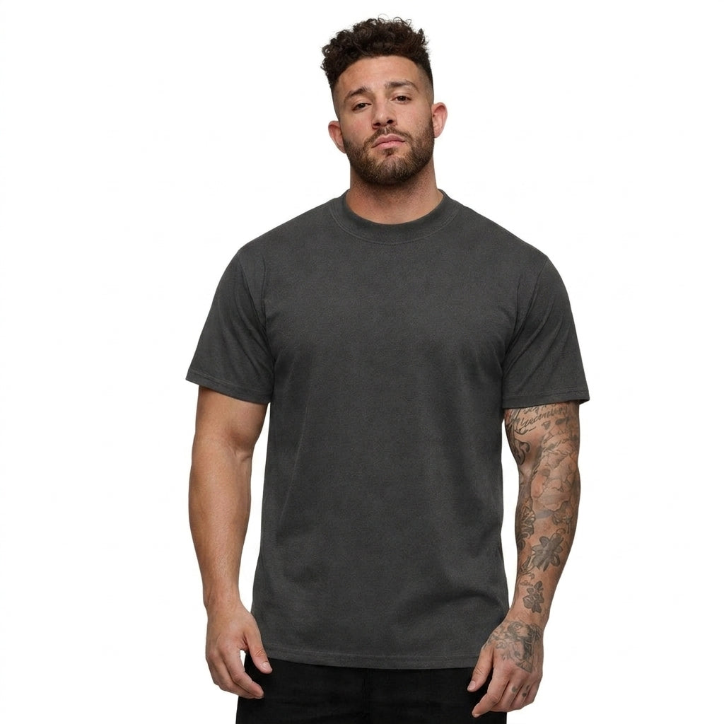 Herr T-shirt med rund hals och korta ärmar i texturerat material-T-shirt for men-Fjallbarn