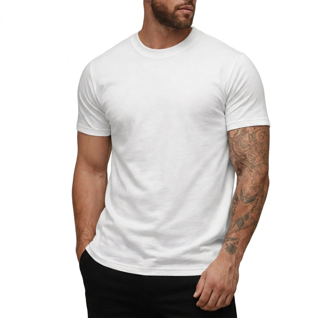 Herr T-shirt med rund hals och korta ärmar i texturerat material-T-shirt for men-Fjallbarn