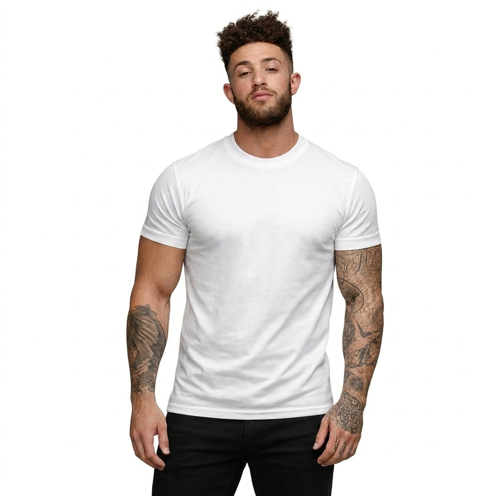 Herr T-shirt med rund hals och korta ärmar i texturerat material-T-shirt for men-Fjallbarn