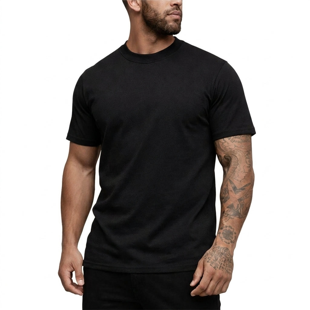 Herr T-shirt med rund hals och korta ärmar i texturerat material-T-shirt for men-Fjallbarn