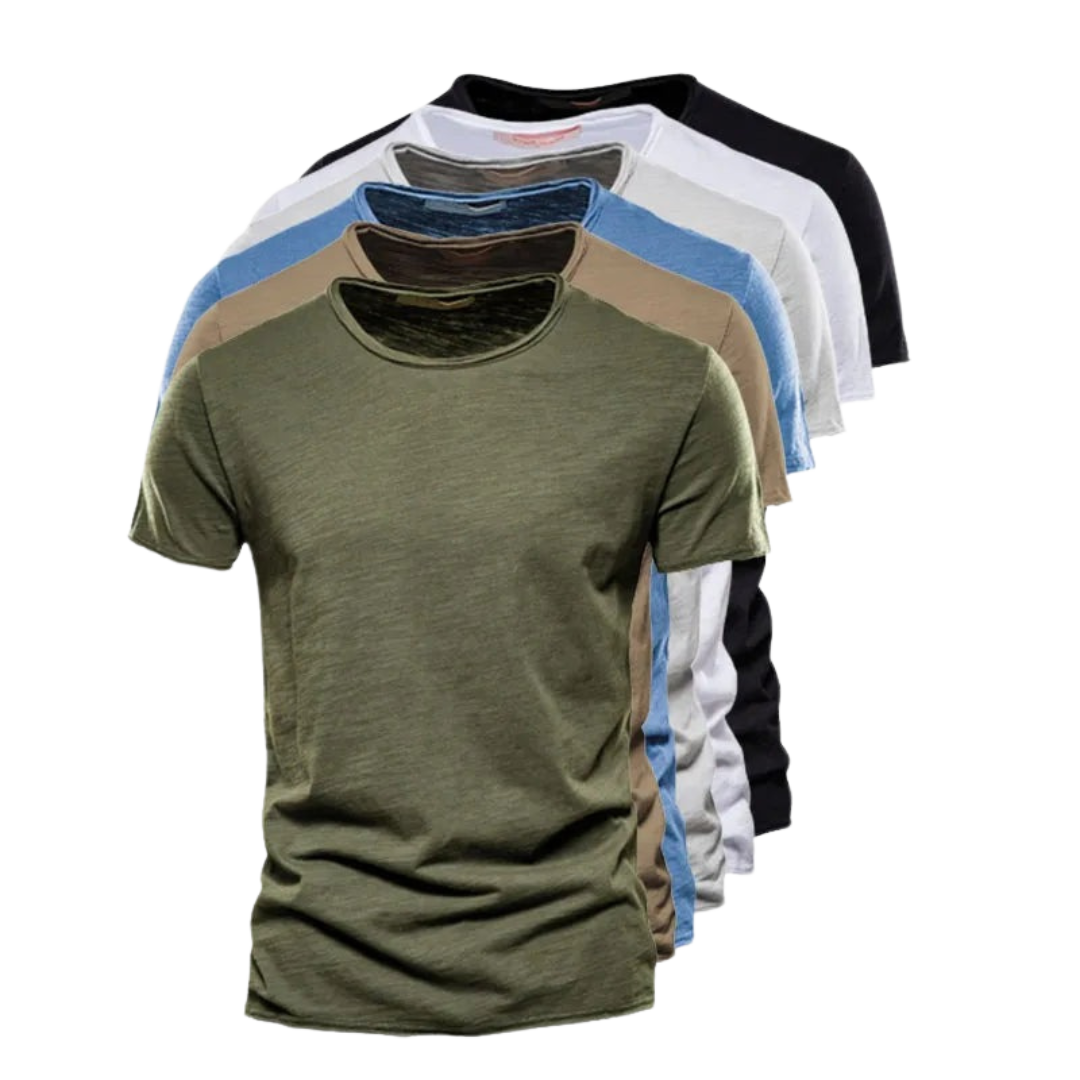 Herr t-shirt med rund halsringning och texturerat tyg-T-shirt for men-Fjallbarn