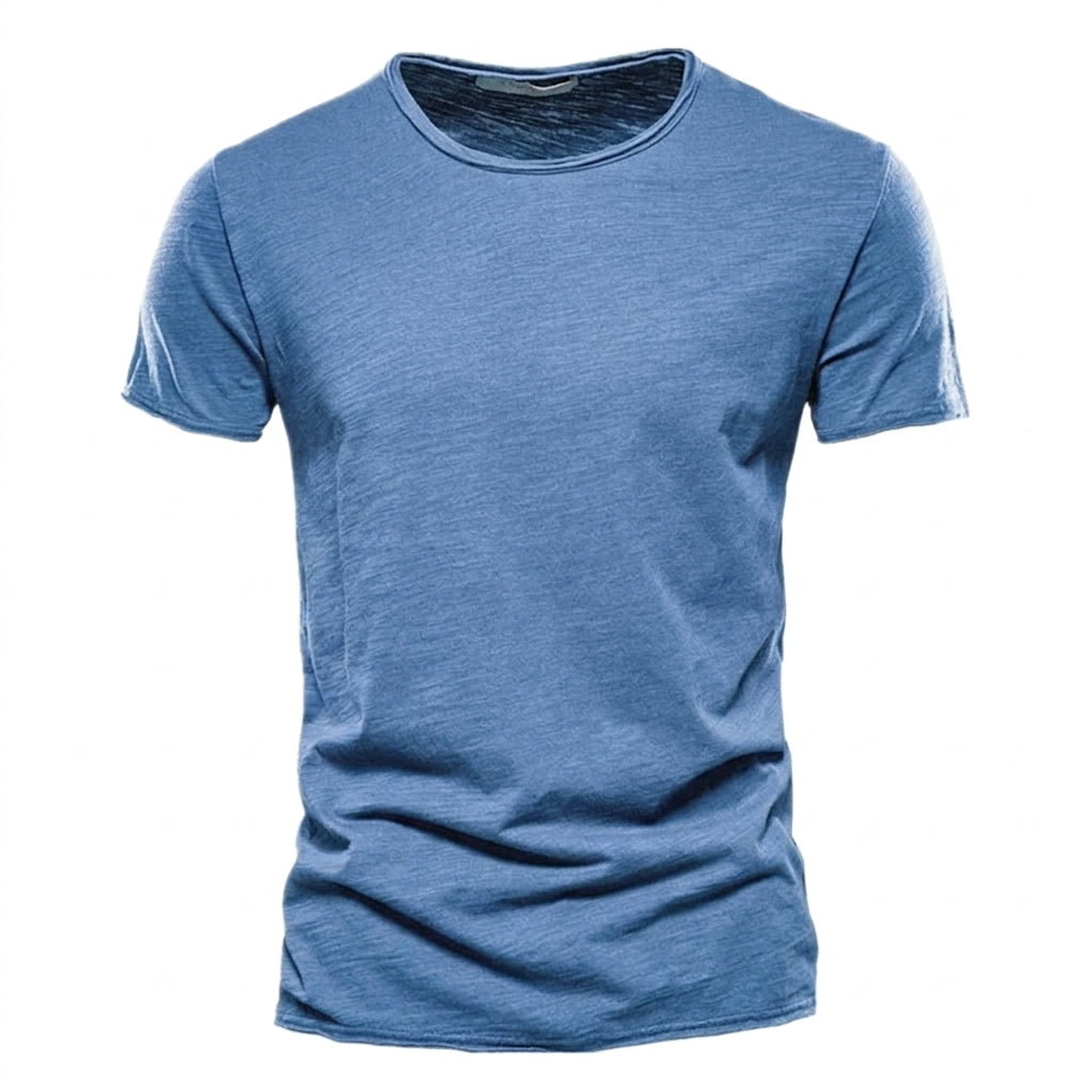 Herr t-shirt med rund halsringning och texturerat tyg-T-shirt for men-Fjallbarn