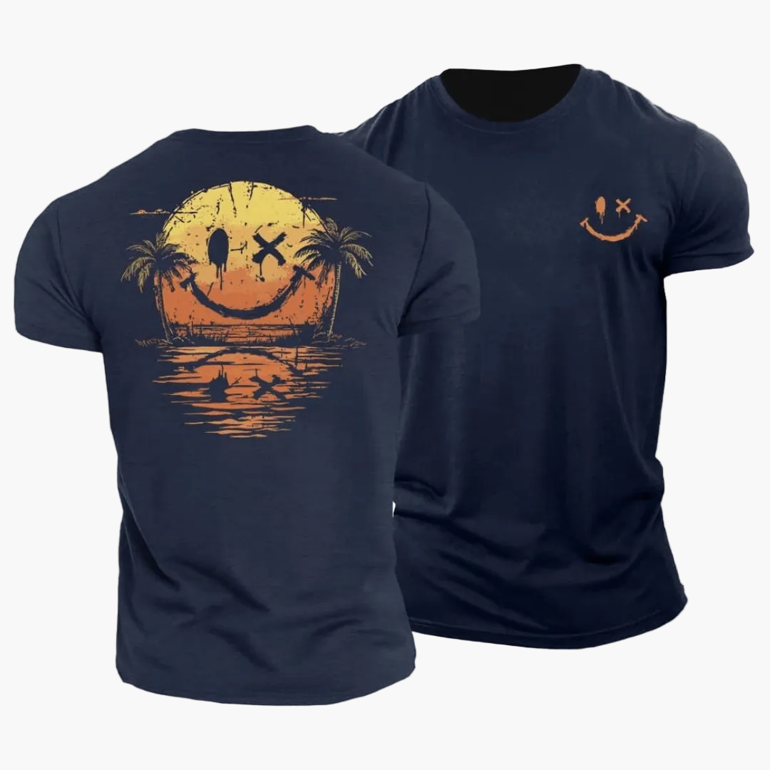 Herr-T-shirt med smiley och palmer-T-Shirts & Polos for men-Fjallbarn