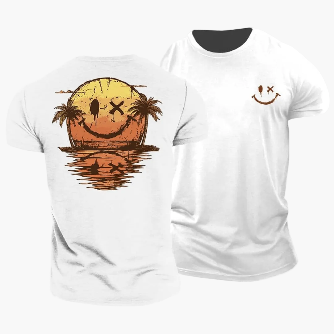 Herr-T-shirt med smiley och palmer-T-Shirts & Polos for men-Fjallbarn