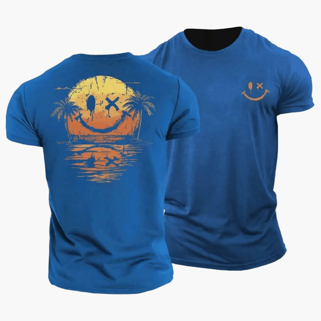 Herr-T-shirt med smiley och palmer-T-Shirts & Polos for men-Fjallbarn