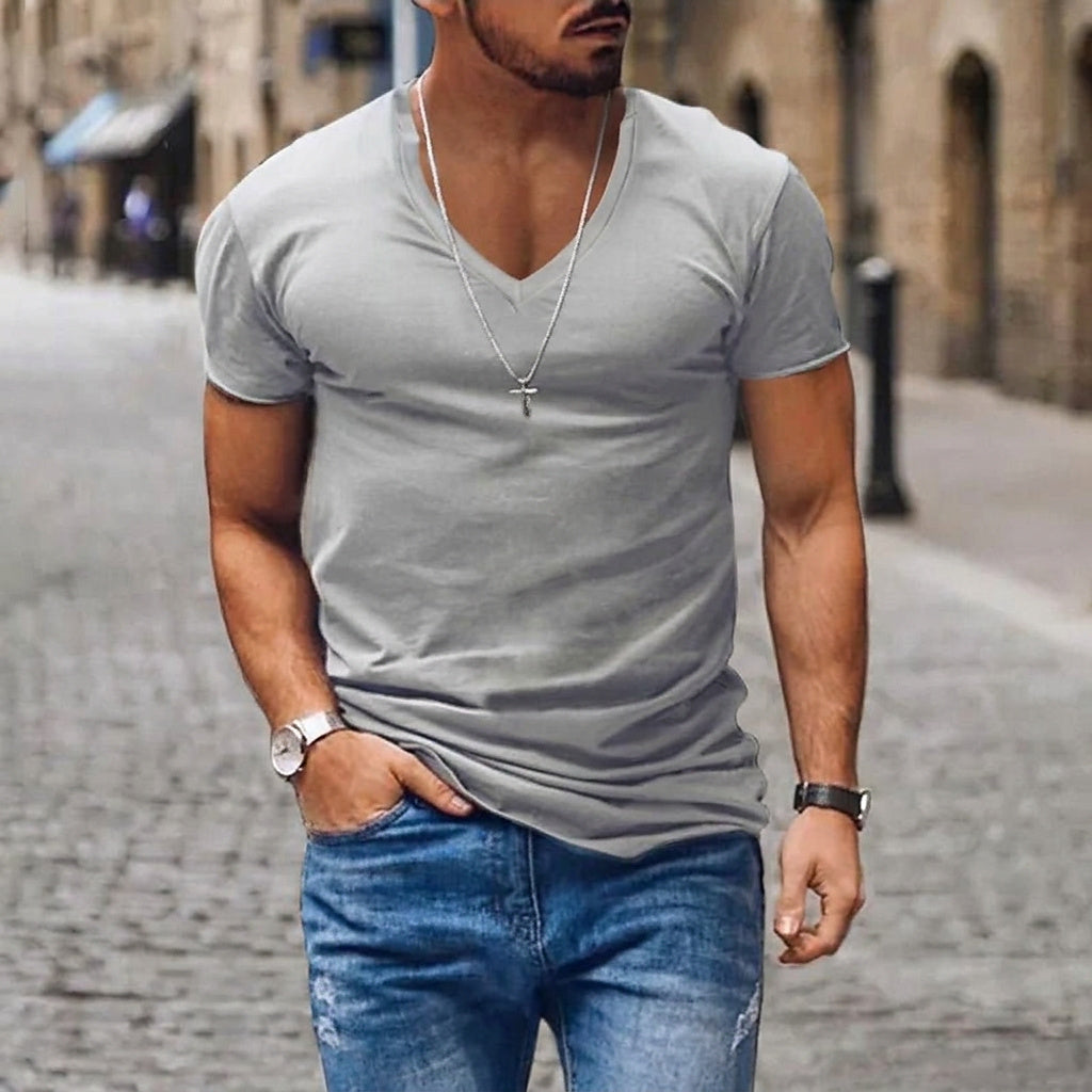 Herr t-shirt med v-ringning och korta ärmar-T-shirt for men-Fjallbarn