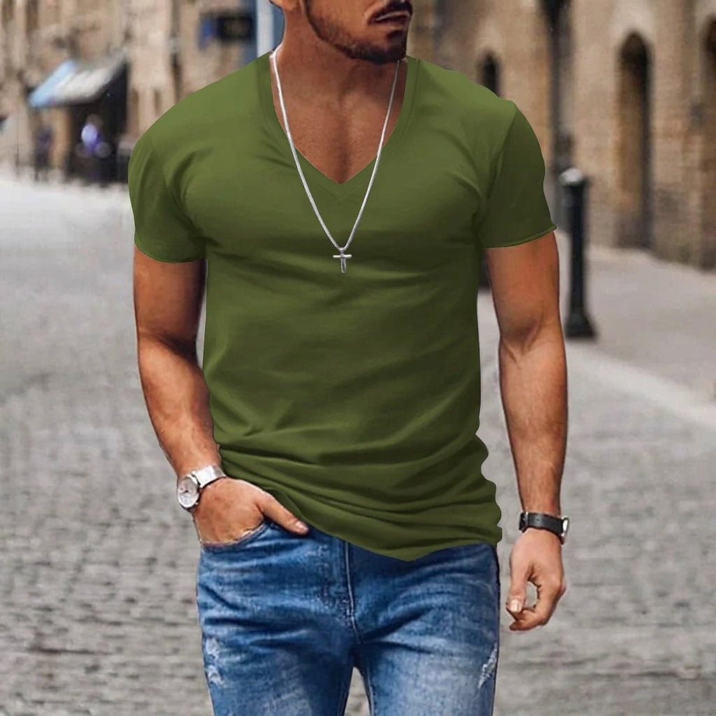 Herr t-shirt med v-ringning och korta ärmar-T-shirt for men-Fjallbarn