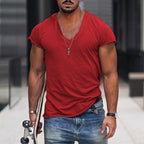 Herr t-shirt med v-ringning och korta ärmar-T-shirt for men-Fjallbarn