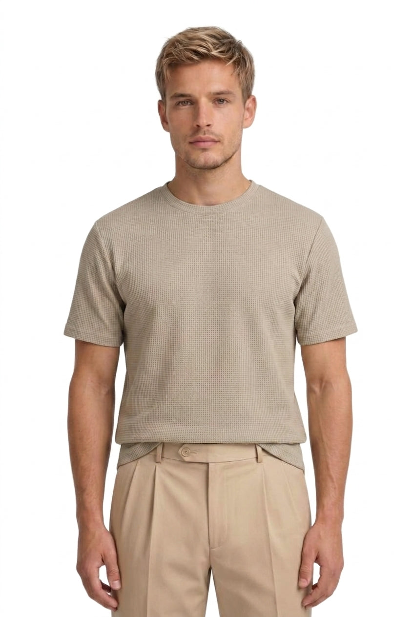 Herr t-shirt med våfflad textur och rund halsringning-Tops for men-Fjallbarn