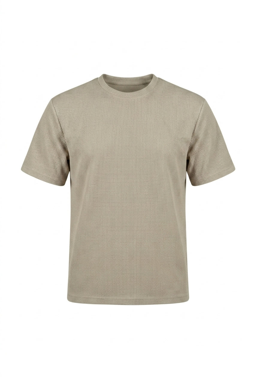 Herr t-shirt med våfflad textur och rund halsringning-Tops for men-Fjallbarn