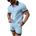 Herr tvådelat set med kortärmad skjorta med knappar och shorts med elastisk midja och dragsko-sets for Men-Fjallbarn