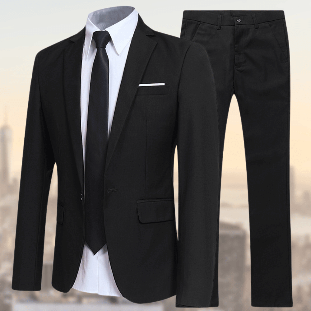 Herrar kostymset med enkelknäppt kavaj och byxor med rak passform-suits for men-Fjallbarn