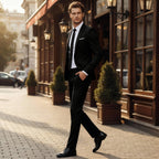 Herrar kostymset med enkelknäppt kavaj och byxor med rak passform-suits for men-Fjallbarn