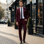 Herrar kostymset med enkelknäppt kavaj och byxor med rak passform-suits for men-Fjallbarn