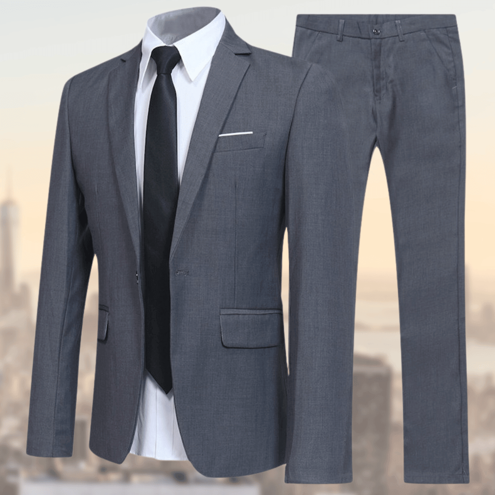 Herrar kostymset med enkelknäppt kavaj och byxor med rak passform-suits for men-Fjallbarn