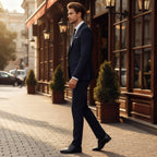Herrar kostymset med enkelknäppt kavaj och byxor med rak passform-suits for men-Fjallbarn