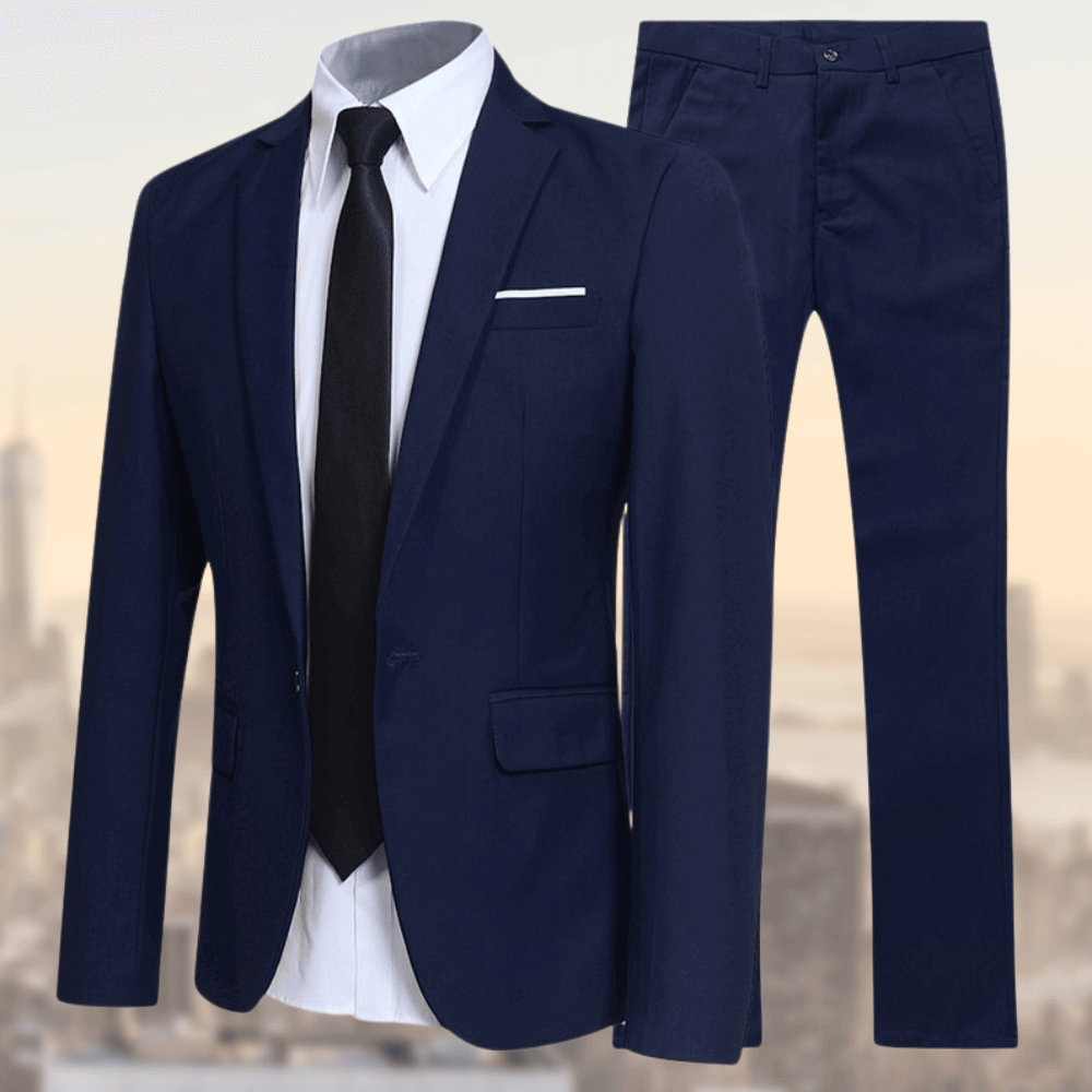 Herrar kostymset med enkelknäppt kavaj och byxor med rak passform-suits for men-Fjallbarn
