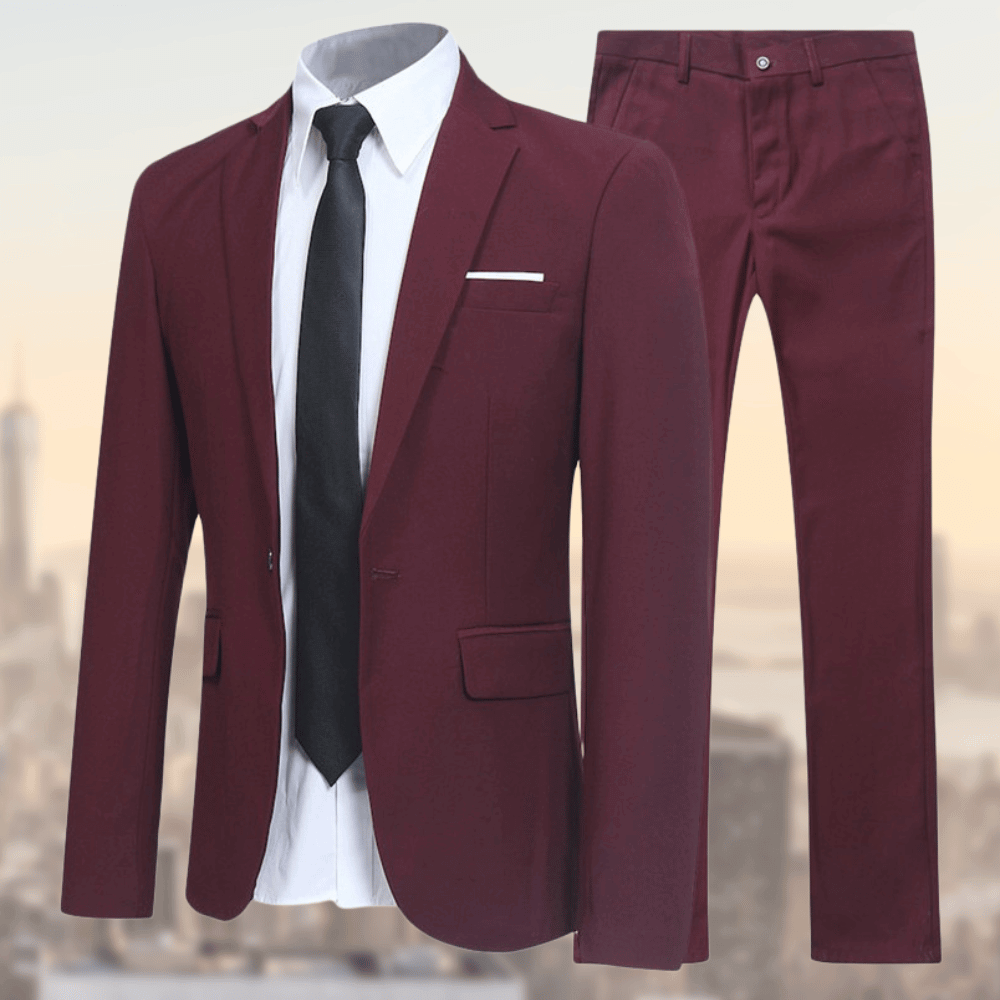 Herrar kostymset med enkelknäppt kavaj och byxor med rak passform-suits for men-Fjallbarn