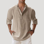 Herrar skjorta med knappslå och ståkrage-Shirts for men-Fjallbarn
