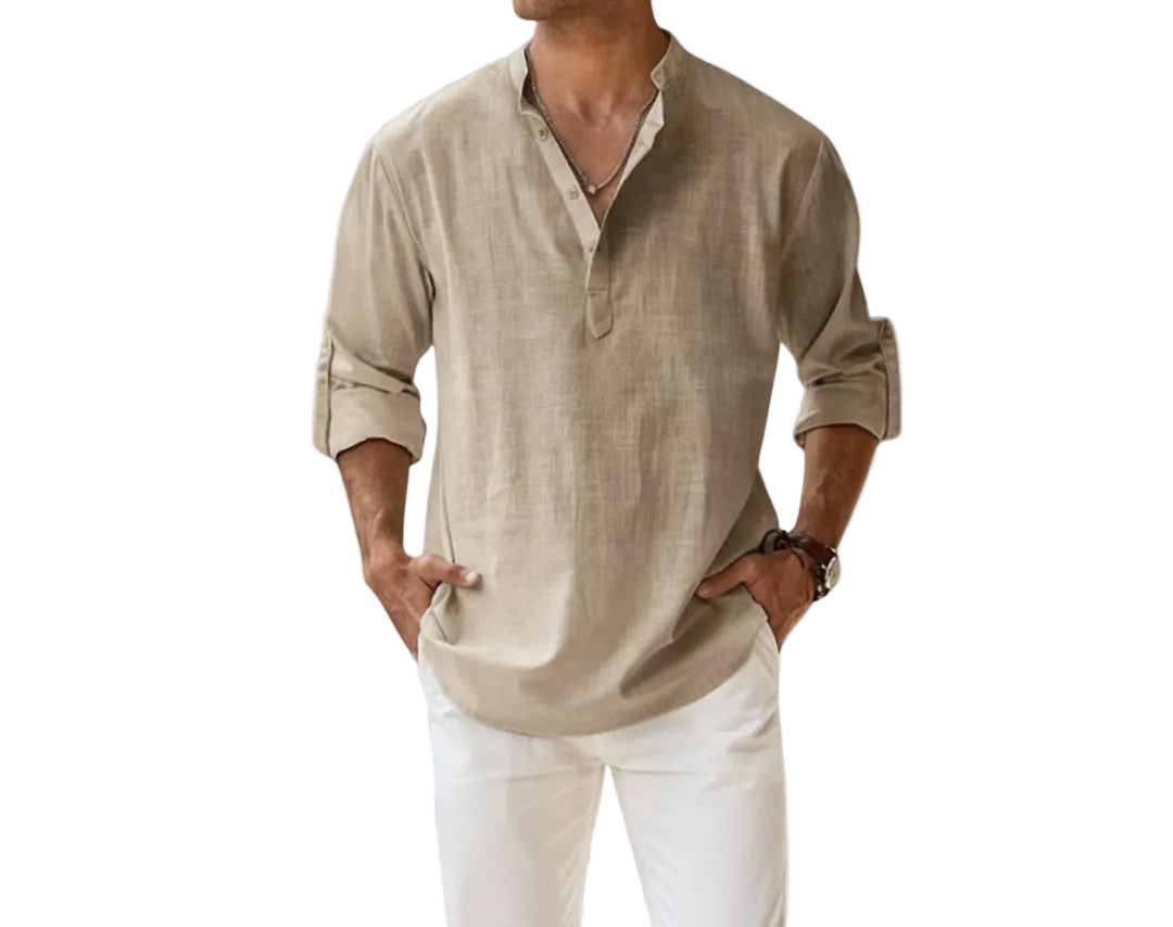 Herrar skjorta med knappslå och ståkrage-Shirts for men-Fjallbarn