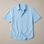 Herrarnas kortärmad skjorta med vertikal ribbad struktur och bröstficka-Shirts for men-Fjallbarn