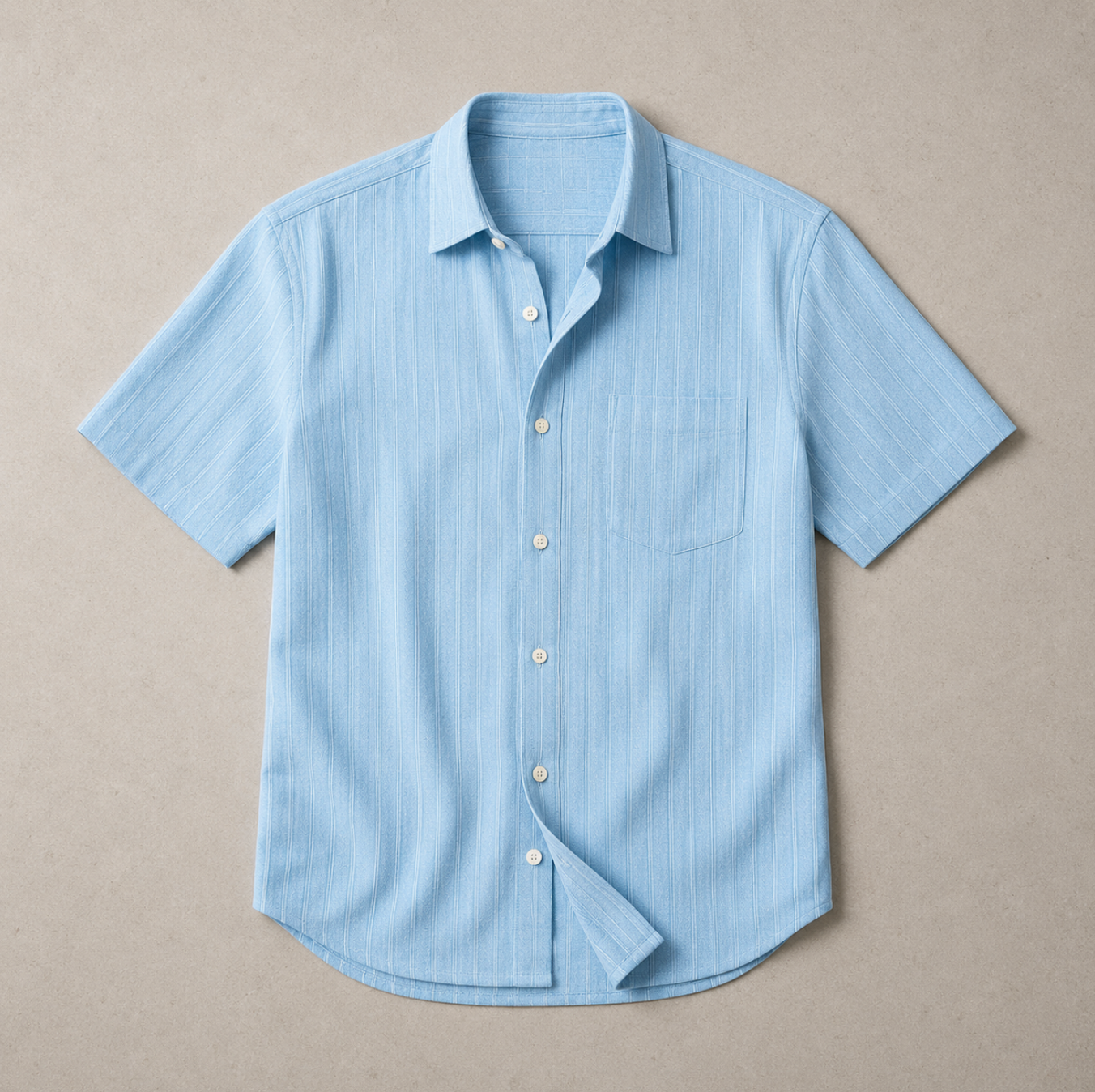 Herrarnas kortärmad skjorta med vertikal ribbad struktur och bröstficka-Shirts for men-Fjallbarn