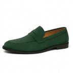 Herrarnas loafers med pennyrem och markerade sömmar och mandelformad tå-Footwear for men-Fjallbarn