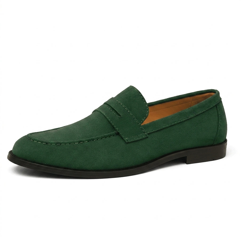 Herrarnas loafers med pennyrem och markerade sömmar och mandelformad tå-Footwear for men-Fjallbarn