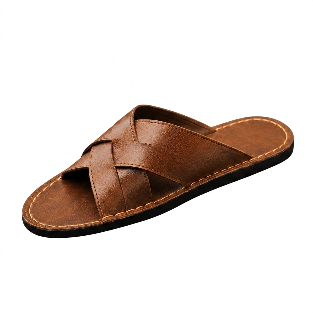 Herrarnas sandaler med korsade remmar och kontrastsömmar-Footwear for men-Fjallbarn