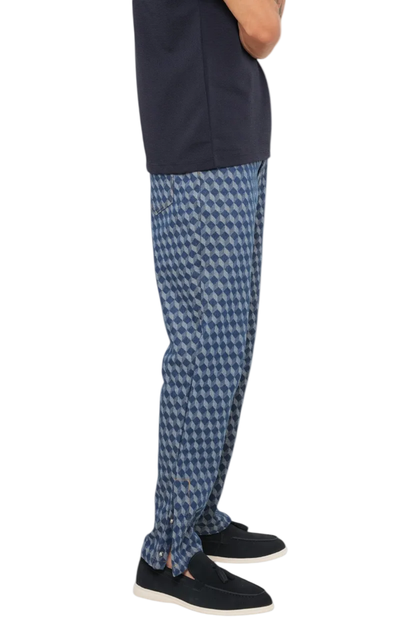 Herrbyxor med geometriskt mönster och raka ben-Pant for Men-Fjallbarn