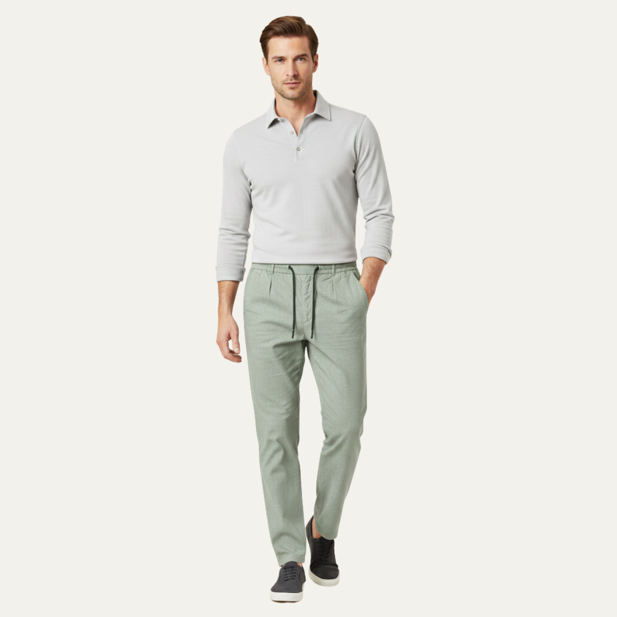 Herrbyxor med rak passform och dragsko i midjan-Pant for Men-Fjallbarn