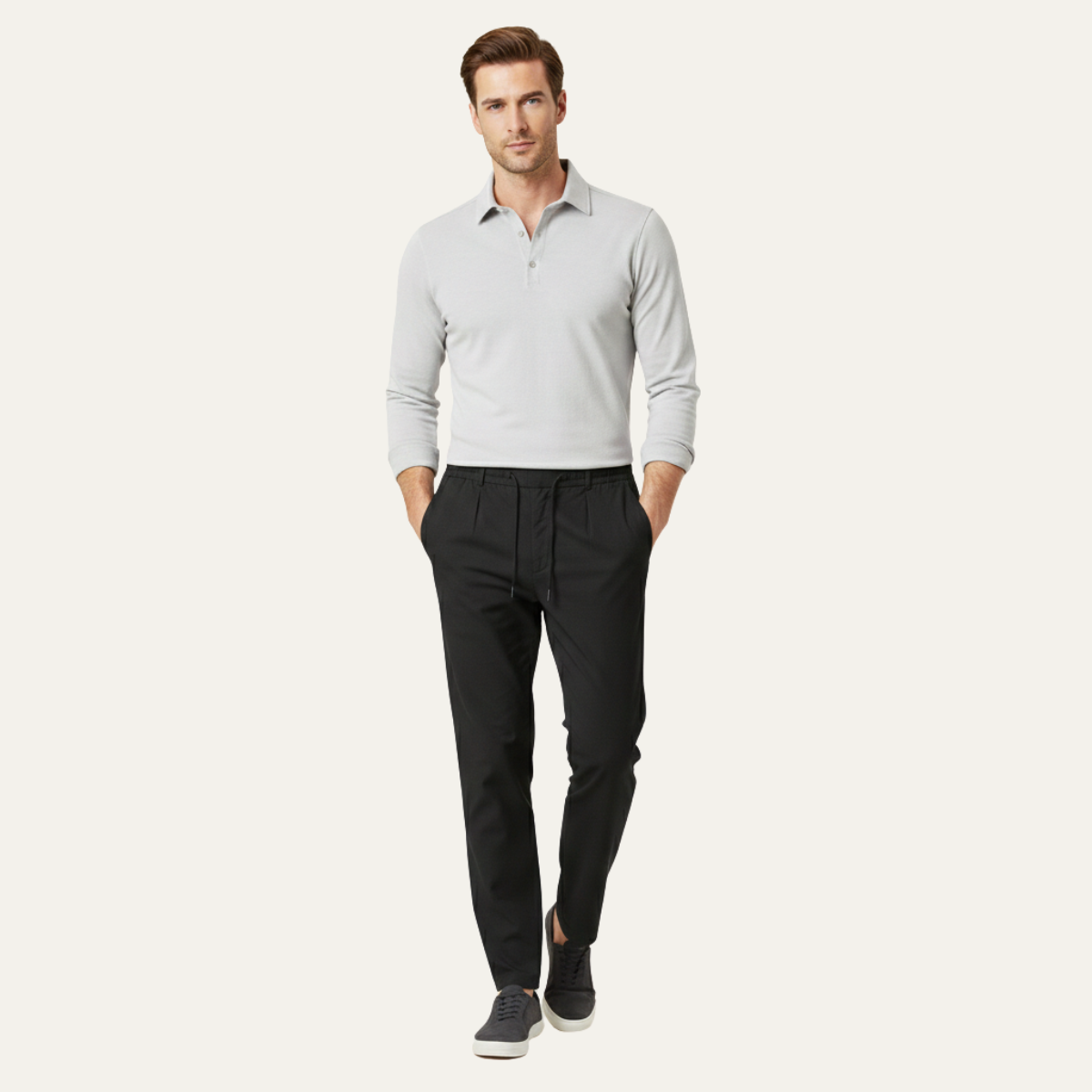 Herrbyxor med rak passform och dragsko i midjan-Pant for Men-Fjallbarn
