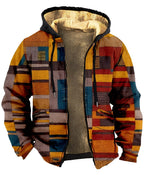 Herrjacka med huva och geometriskt mönster-Jackets for men-Fjallbarn