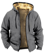 Herrjacka med huva och geometriskt mönster-Jackets for men-Fjallbarn
