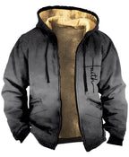 Herrjacka med huva och geometriskt mönster-Jackets for men-Fjallbarn
