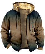 Herrjacka med huva och geometriskt mönster-Jackets for men-Fjallbarn