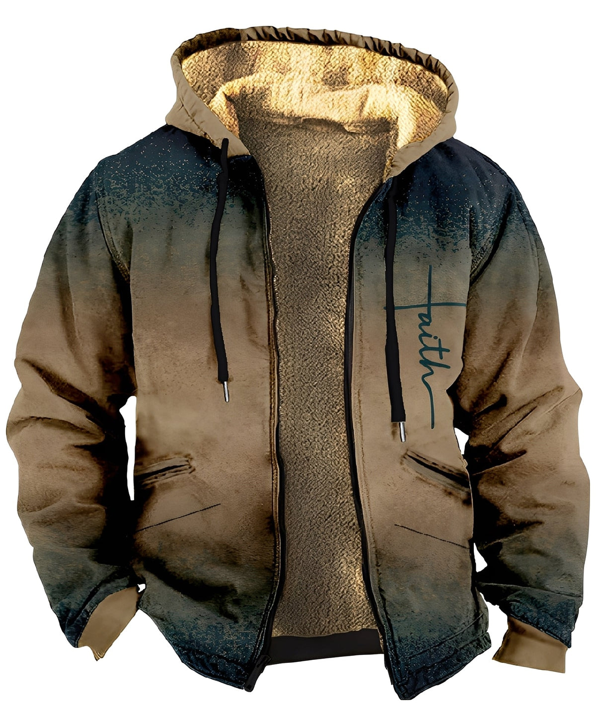 Herrjacka med huva och geometriskt mönster-Jackets for men-Fjallbarn