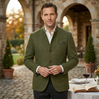 Herrkavaj i fiskbensmönstrad tweed-Jackets for men-Fjallbarn